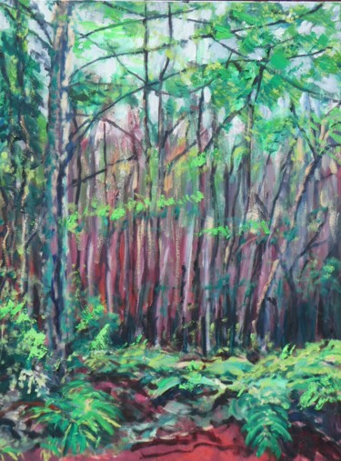 Schilderij getiteld "Walk in the woods 3" door Paul Mckee, Origineel Kunstwerk, Olie