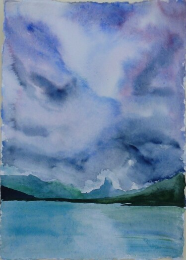 Peinture intitulée "Polynesian skies3" par Paul Mckee, Œuvre d'art originale, Aquarelle