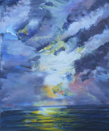 Painting titled "Baltic Skies 2" by Paul Mckee, Original Artwork, Oil Mounted on Wood Stretcher frame