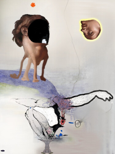 Digitale Kunst mit dem Titel "Adam's head walked…" von Paul Minotto, Original-Kunstwerk, Digitale Malerei