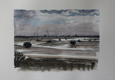 Dibujo titulada "Bretagne, marée bas…" por Paul Natter, Obra de arte original, Acuarela