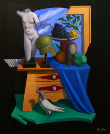 Painting titled "Nature Morte avec N…" by Paul Rossi, Original Artwork, Oil