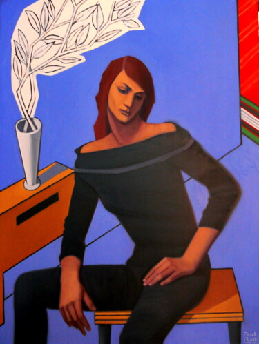 Ζωγραφική με τίτλο "Femme Assise dans l…" από Paul Rossi, Αυθεντικά έργα τέχνης, Λάδι