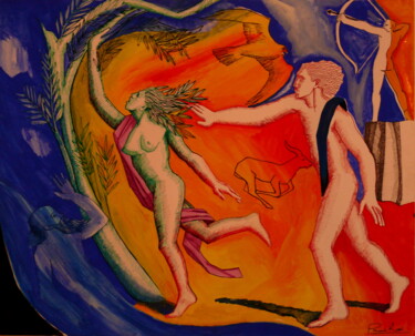 Malarstwo zatytułowany „Apollon et Daphne I…” autorstwa Paul Rossi, Oryginalna praca, Gwasz