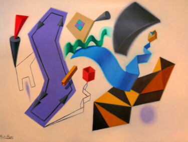 Malerei mit dem Titel "Composition Cinetiq…" von Paul Rossi, Original-Kunstwerk, Öl