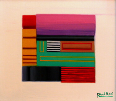 Painting titled "Construction Abstra…" by Paul Rossi, Original Artwork, Oil