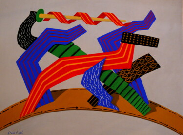 Peinture intitulée "Construction Abstra…" par Paul Rossi, Œuvre d'art originale, Gouache