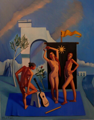 Peinture intitulée "Les Trois Grace III" par Paul Rossi, Œuvre d'art originale, Huile