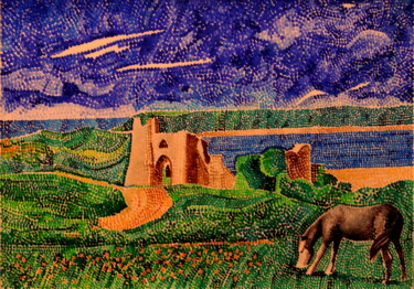 Painting titled "Chateau du Pennard,…" by Paul Rossi, Original Artwork, Ink