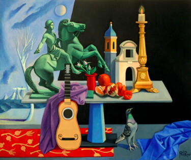 Peinture intitulée "Le Table du Poete II" par Paul Rossi, Œuvre d'art originale, Huile