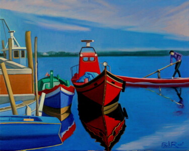 Painting titled "View Of Burano, In…" by Paul Rossi, Original Artwork, Oil