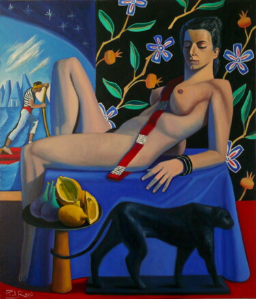 Картина под названием "Ariadne On naxos V" - Paul Rossi, Подлинное произведение искусства, Масло