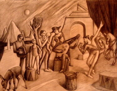Dessin intitulée "The Family of Harle…" par Paul Rossi, Œuvre d'art originale, Crayon