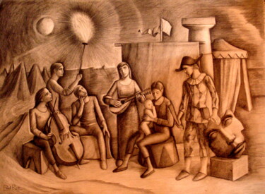 Dessin intitulée "The Family of Harle…" par Paul Rossi, Œuvre d'art originale, Crayon