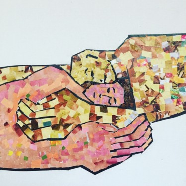Collages intitulée "Abstract lovers 1" par Paul Simon Hughes, Œuvre d'art originale, Papier