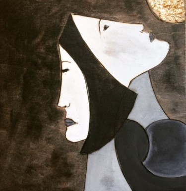 Peinture intitulée "The gold moon" par Paul Simon Hughes, Œuvre d'art originale, Acrylique