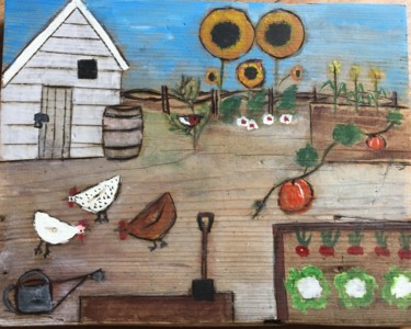 Painting titled "Allotment" by Paul Simon Hughes, Original Artwork, Acrylic