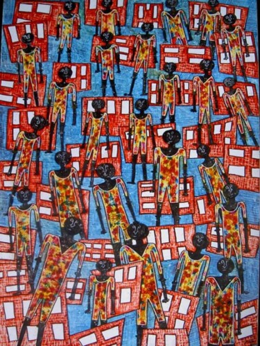 Peinture intitulée "les gens 1.jpg" par Paul Sarrassat, Œuvre d'art originale, Huile