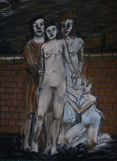 Zeichnungen mit dem Titel "The Smiths" von Paul Scott, Original-Kunstwerk, Pastell Auf Karton montiert