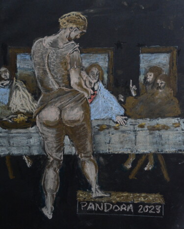 Σχέδιο με τίτλο "homage to da vinci" από Paul Scott, Αυθεντικά έργα τέχνης, Παστέλ