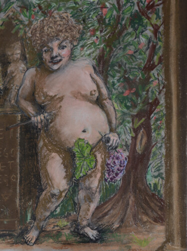 Disegno intitolato "Bacchus" da Paul Scott, Opera d'arte originale, Pastello