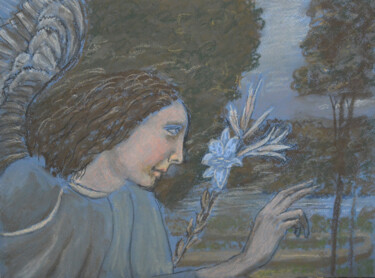 Dessin intitulée "The Annunciation" par Paul Scott, Œuvre d'art originale, Pastel Monté sur Autre panneau rigide