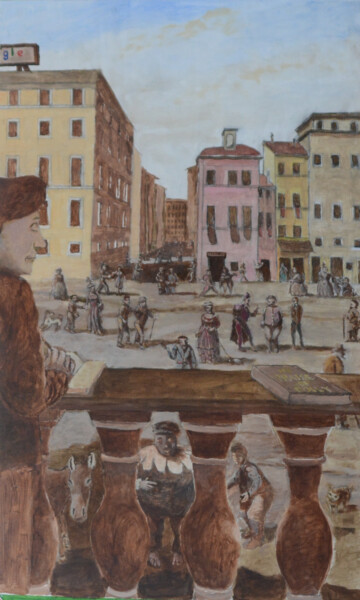 Painting titled "Piazza di Spagna, w…" by Paul Scott, Original Artwork, Acrylic