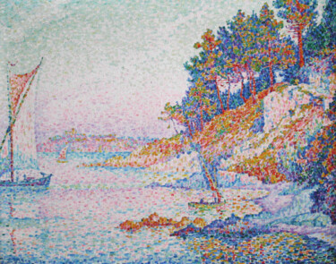 Painting titled "La calanque" by Paul Signac, Original Artwork, Oil