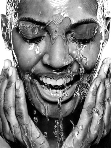 Dibujo titulada "Splash Happy" por Paul Stowe, Obra de arte original, Grafito
