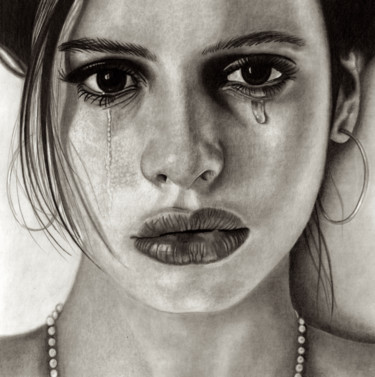 Drawing titled "Sad Beauty" by Paul Stowe, Original Artwork, Graphite