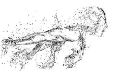 Dibujo titulada "Running Water" por Paul Stowe, Obra de arte original, Grafito