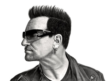 Рисунок под названием "Bono" - Paul Stowe, Подлинное произведение искусства, Графит