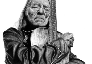 Drawing titled "Willie Nelson" by Paul Stowe, Original Artwork, Graphite