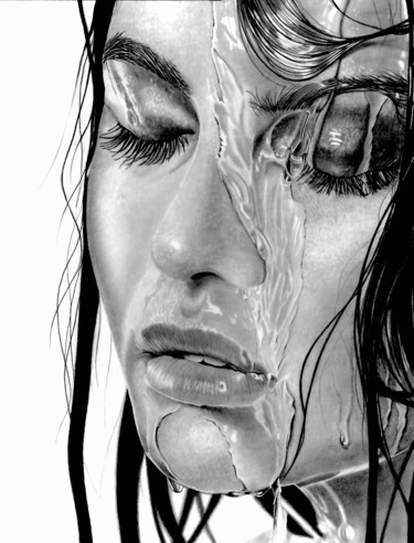 Dibujo titulada "Wet #18" por Paul Stowe, Obra de arte original, Grafito