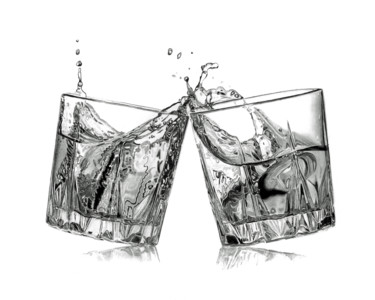 Drawing titled "Whisky Splash #2" by Paul Stowe, Original Artwork, Graphite