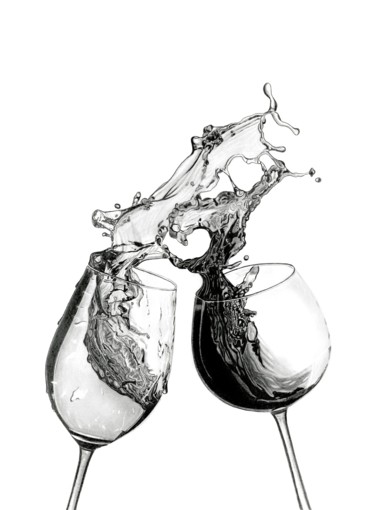 Drawing titled "Wine Splash" by Paul Stowe, Original Artwork, Graphite