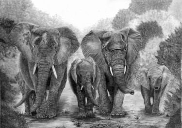 Drawing titled "Here Come the Girls" by Paul Stowe, Original Artwork, Graphite