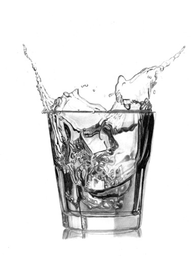 Drawing titled "Whisky Splash #4" by Paul Stowe, Original Artwork, Pencil