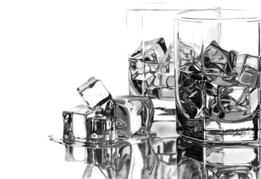 Drawing titled "Whisky on the Rocks" by Paul Stowe, Original Artwork, Graphite