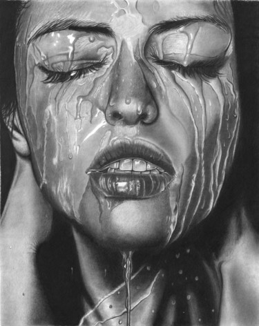 Рисунок под названием "Wet (2021)" - Paul Stowe, Подлинное произведение искусства, Графит