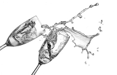 Drawing titled "Champagne Splash" by Paul Stowe, Original Artwork, Graphite