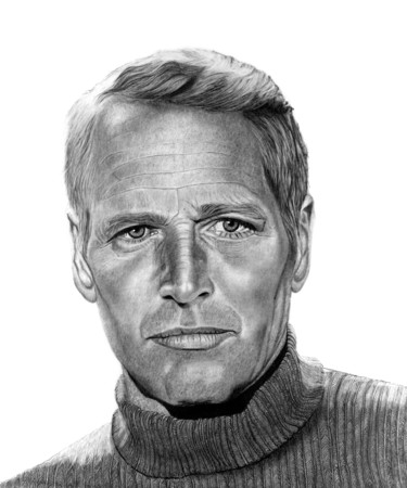 Desenho intitulada "Paul Newman" por Paul Stowe, Obras de arte originais, Grafite