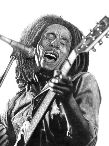 图画 标题为“Bob Marley” 由Paul Stowe, 原创艺术品, 石墨