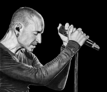 Chester Bennington Zeichnungen mit dem Titel "Chester Bennington" von Paul Stowe, Original-Kunstwerk, Graphit