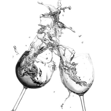 Dibujo titulada "Wine Splash #3" por Paul Stowe, Obra de arte original, Grafito