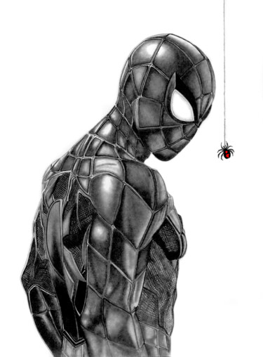 Dessin intitulée "Spider-Man" par Paul Stowe, Œuvre d'art originale, Graphite