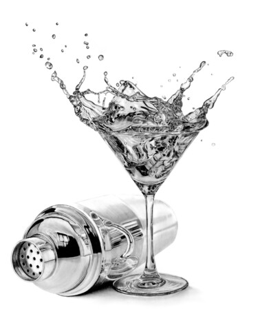 Drawing titled "Cocktail Splash" by Paul Stowe, Original Artwork, Graphite