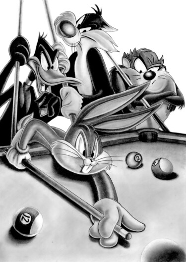 Rysunek zatytułowany „Looney Tunes #2” autorstwa Paul Stowe, Oryginalna praca, Grafit