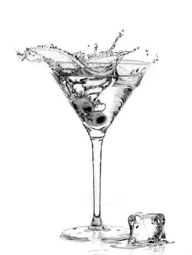 Drawing titled "Martini Splash 2022" by Paul Stowe, Original Artwork, Graphite