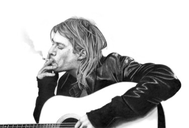 Drawing titled "Kurt Cobain" by Paul Stowe, Original Artwork, Graphite